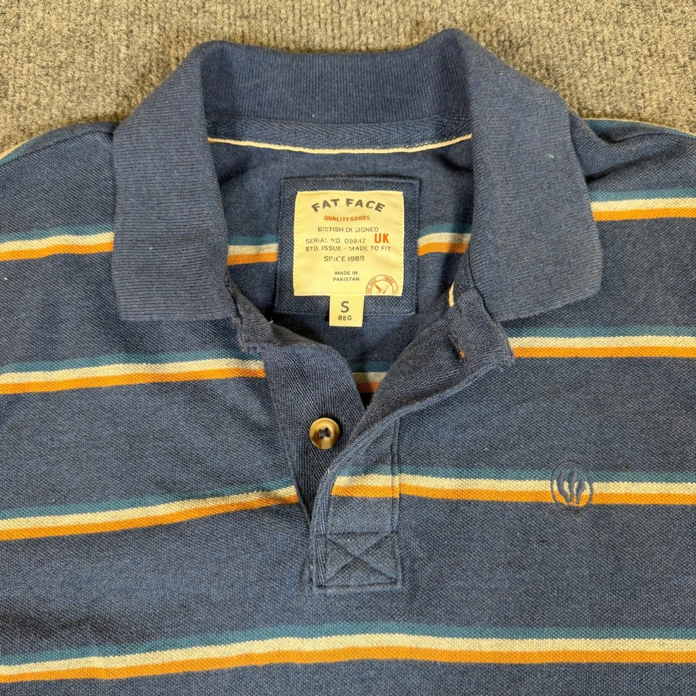 FatFace Mens Blue Striped Short Sleeve Pique Polo‎ Shirt Small 3014